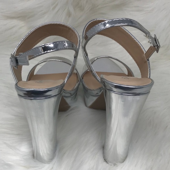 Qupid Silver Platform Sandals - Picture 6 of 6